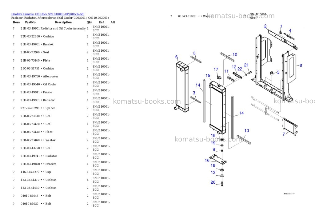 Komatsu gd535-5 s/n b10001-up Parts catalog cover Page 7