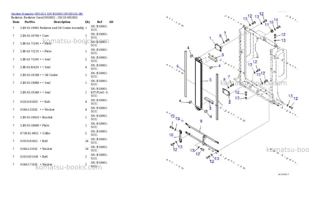 Komatsu gd535-5 s/n b10001-up Parts catalog cover Page 8