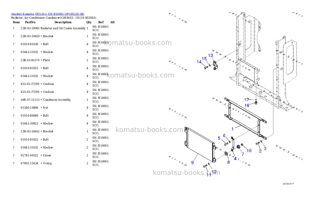 Komatsu gd535-5 s/n b10001-up Parts catalog cover Page 9