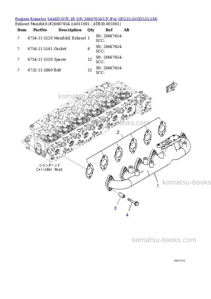 Komatsu saa6d107e-1r s/n 26667654-up for gd535-5 Parts catalog cover Page 10 Komatsu saa6d107e-1r s/n 26667654-up for gd535-5 Parts catalog cover Page 10