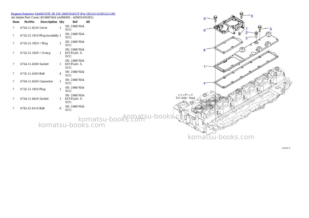Komatsu saa6d107e-1r s/n 26667654-up for gd535-5 Parts catalog cover Page 5 Komatsu saa6d107e-1r s/n 26667654-up for gd535-5 Parts catalog cover Page 5