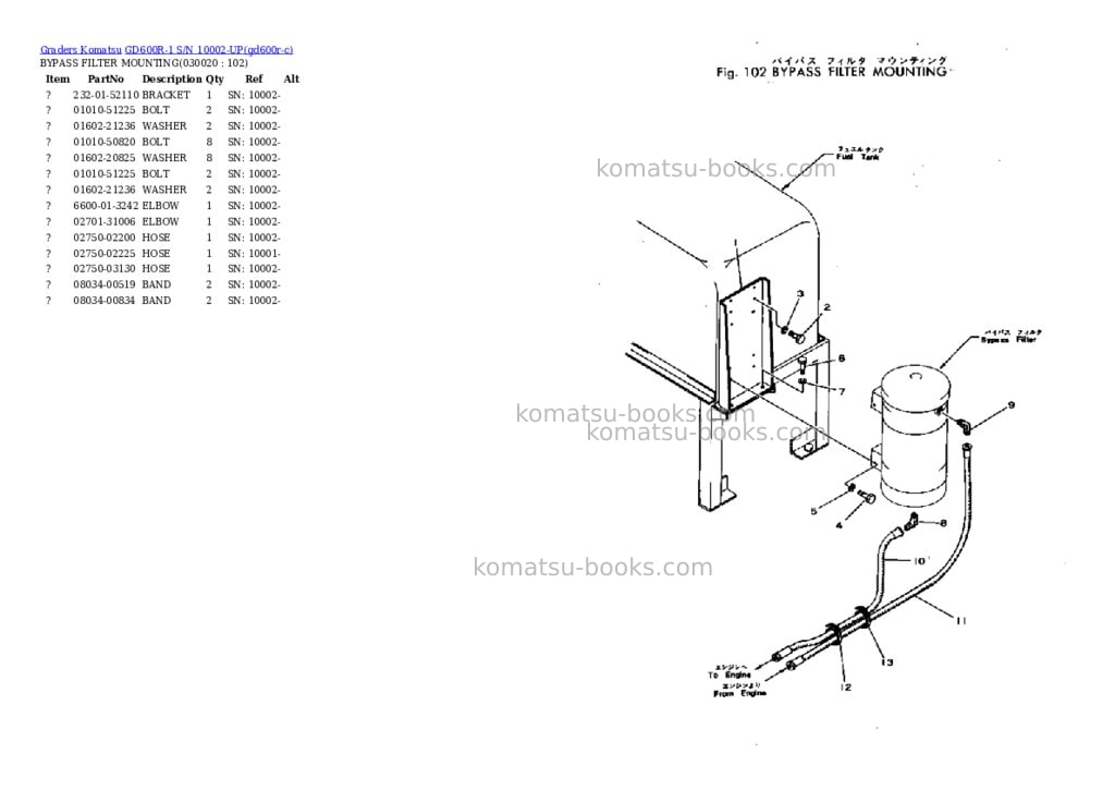 Komatsu GD600R-1 S/N 10002-UP Parts catalog cover