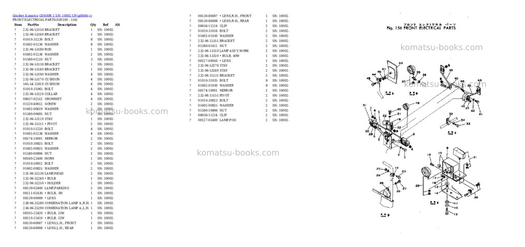 Komatsu GD600R-1 S/N 10002-UP Parts catalog cover Page 9
