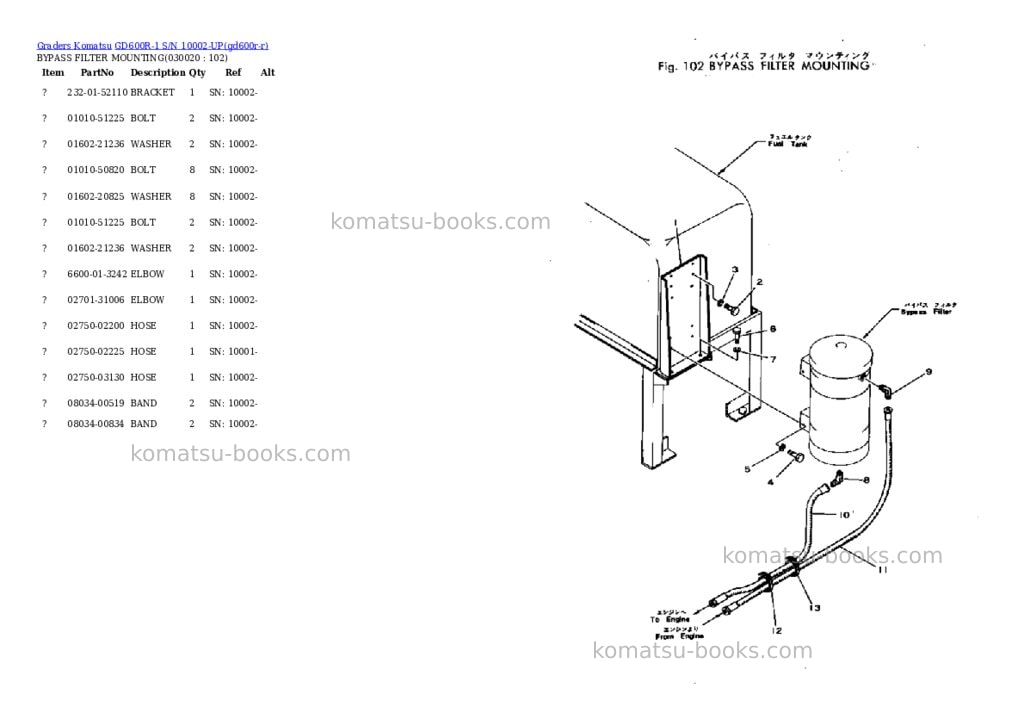 Komatsu GD600R-1 S/N 10002-UP Parts catalog cover