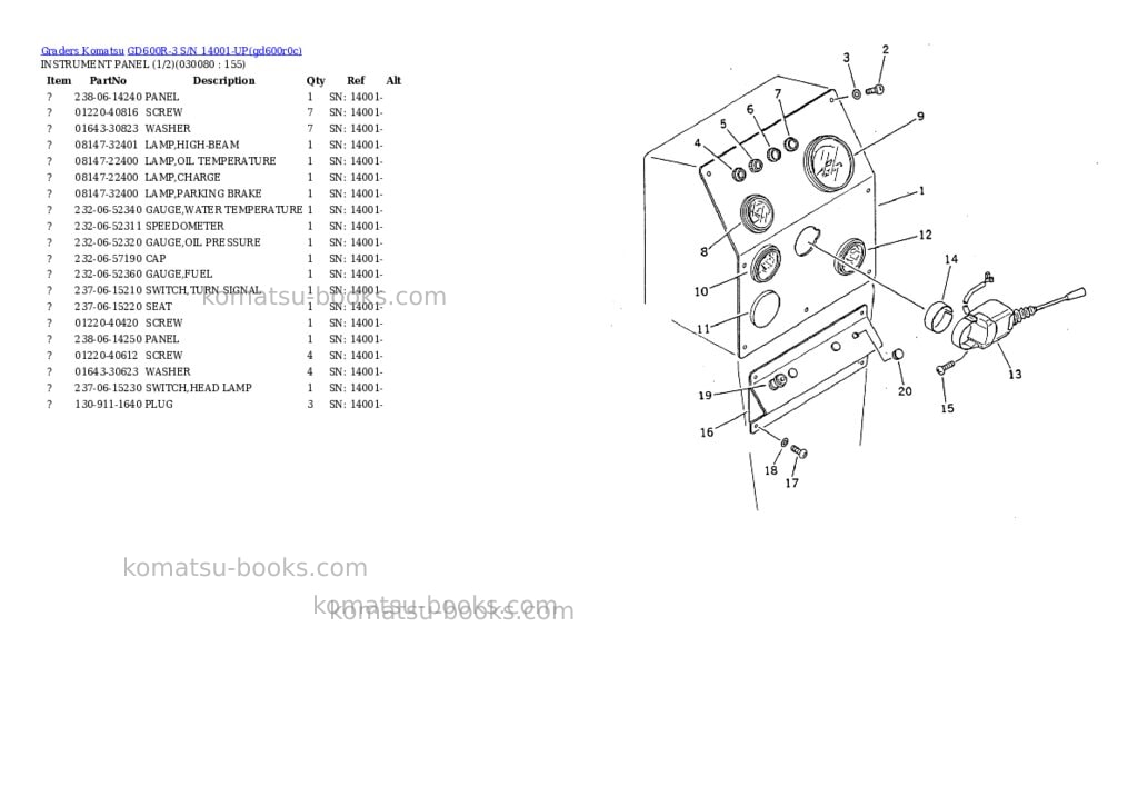 Komatsu GD600R-3 S/N 14001-UP Parts catalog cover Page 7
