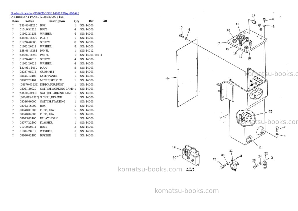 Komatsu GD600R-3 S/N 14001-UP Parts catalog cover Page 8