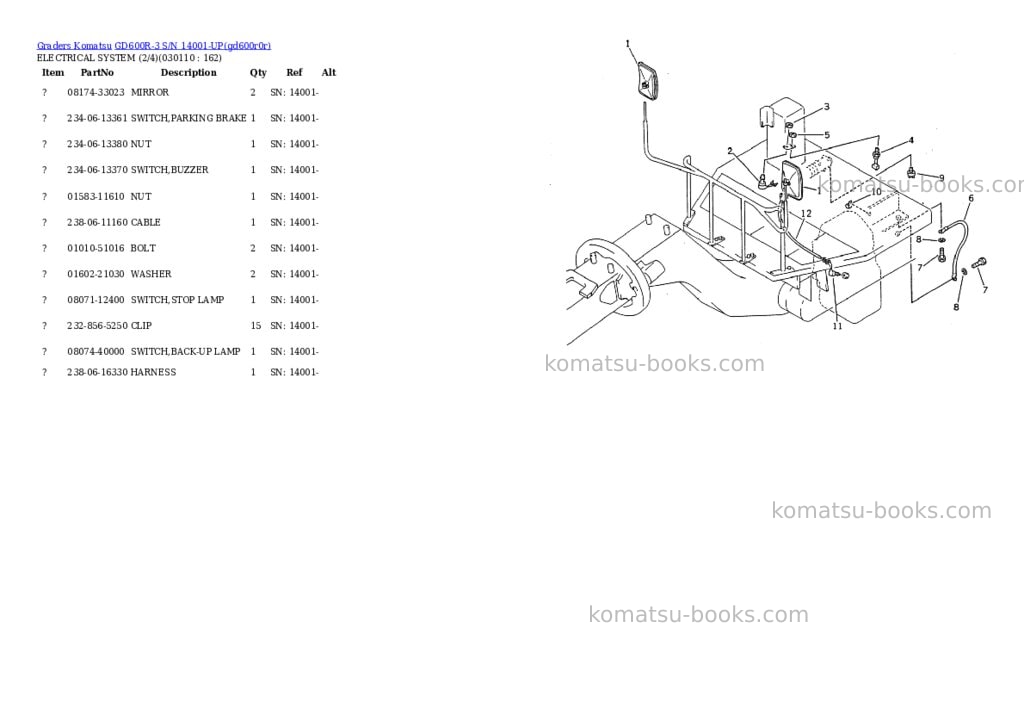 Komatsu gd600r-3 s/n 14001-up Parts catalog cover Page 3
