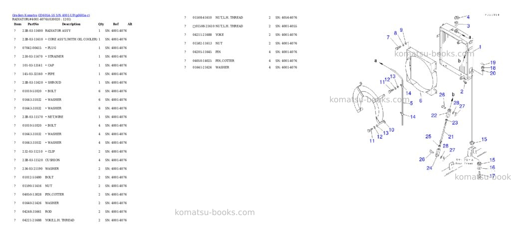 Komatsu gd605a-5s s/n 4001-up Parts catalog cover