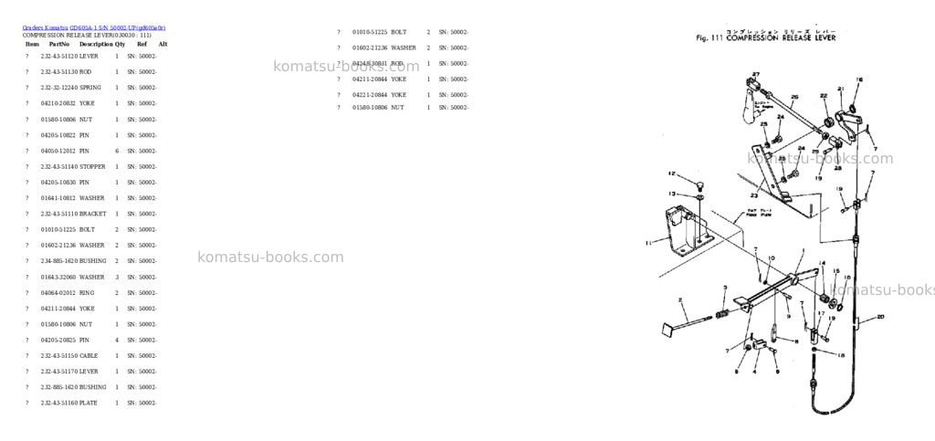 Komatsu gd605a-1 s/n 50002-up Parts catalog cover Page 2