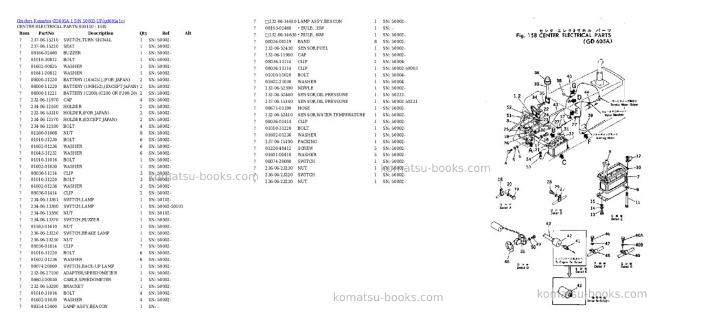 Komatsu GD605A-1 S/N 50002-UP Parts catalog cover Page 10 Komatsu GD605A-1 S/N 50002-UP Parts catalog cover Page 10