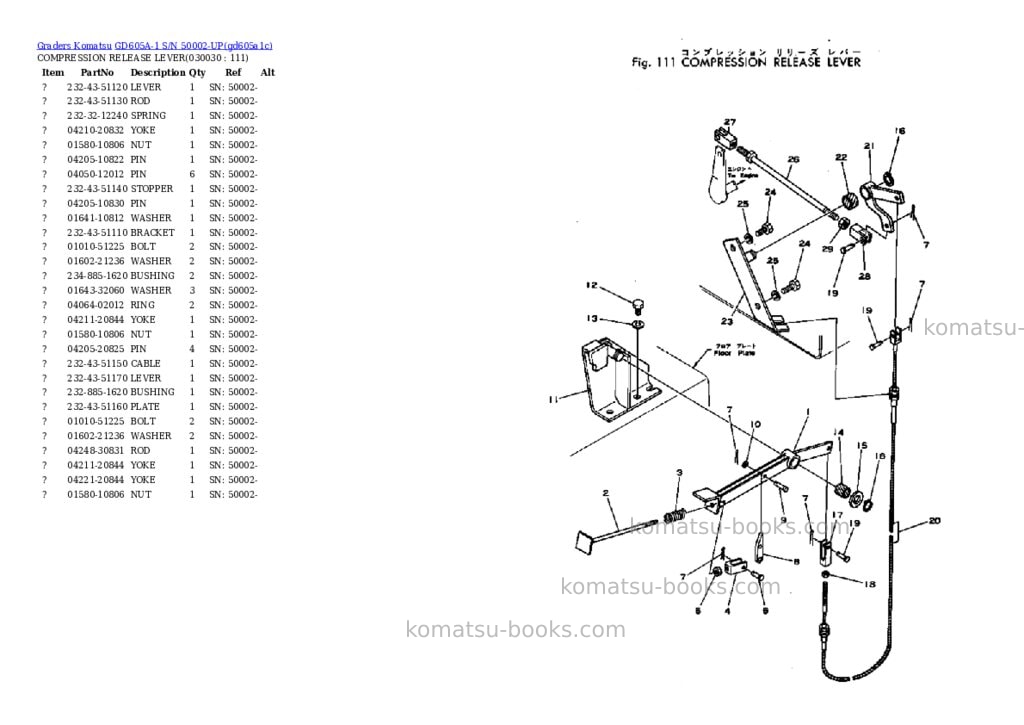 Komatsu GD605A-1 S/N 50002-UP Parts catalog cover Page 2 Komatsu GD605A-1 S/N 50002-UP Parts catalog cover Page 2