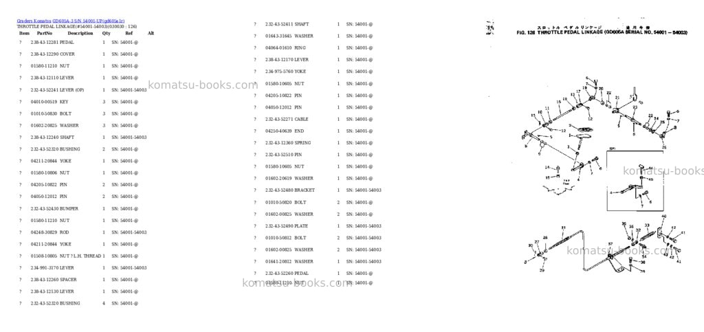 Komatsu GD605A-3 S/N 54001-UP Parts catalog cover Page 2