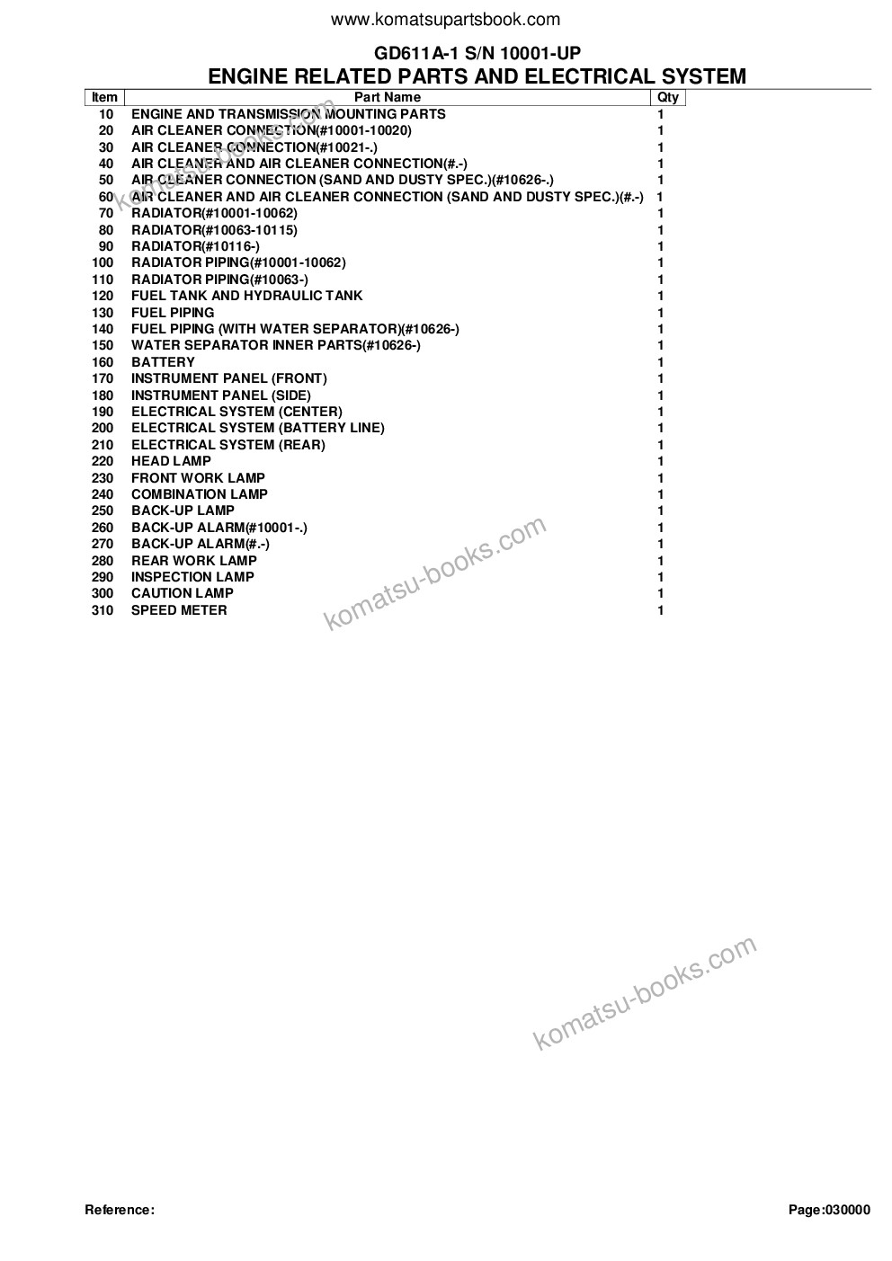 Komatsu gd611a-1 s/n 10001-up Parts catalog cover Page 2