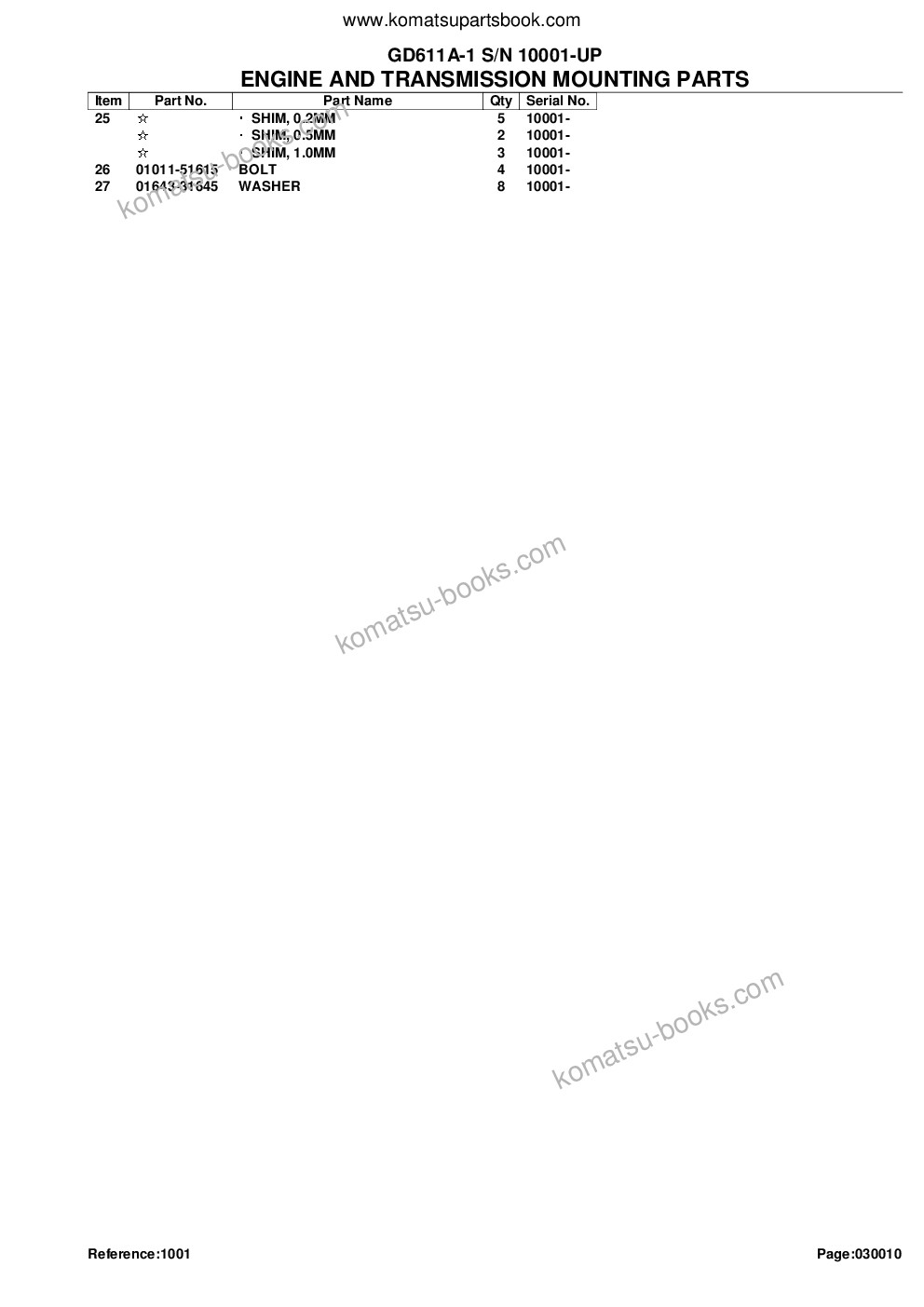 Komatsu gd611a-1 s/n 10001-up Parts catalog cover Page 4