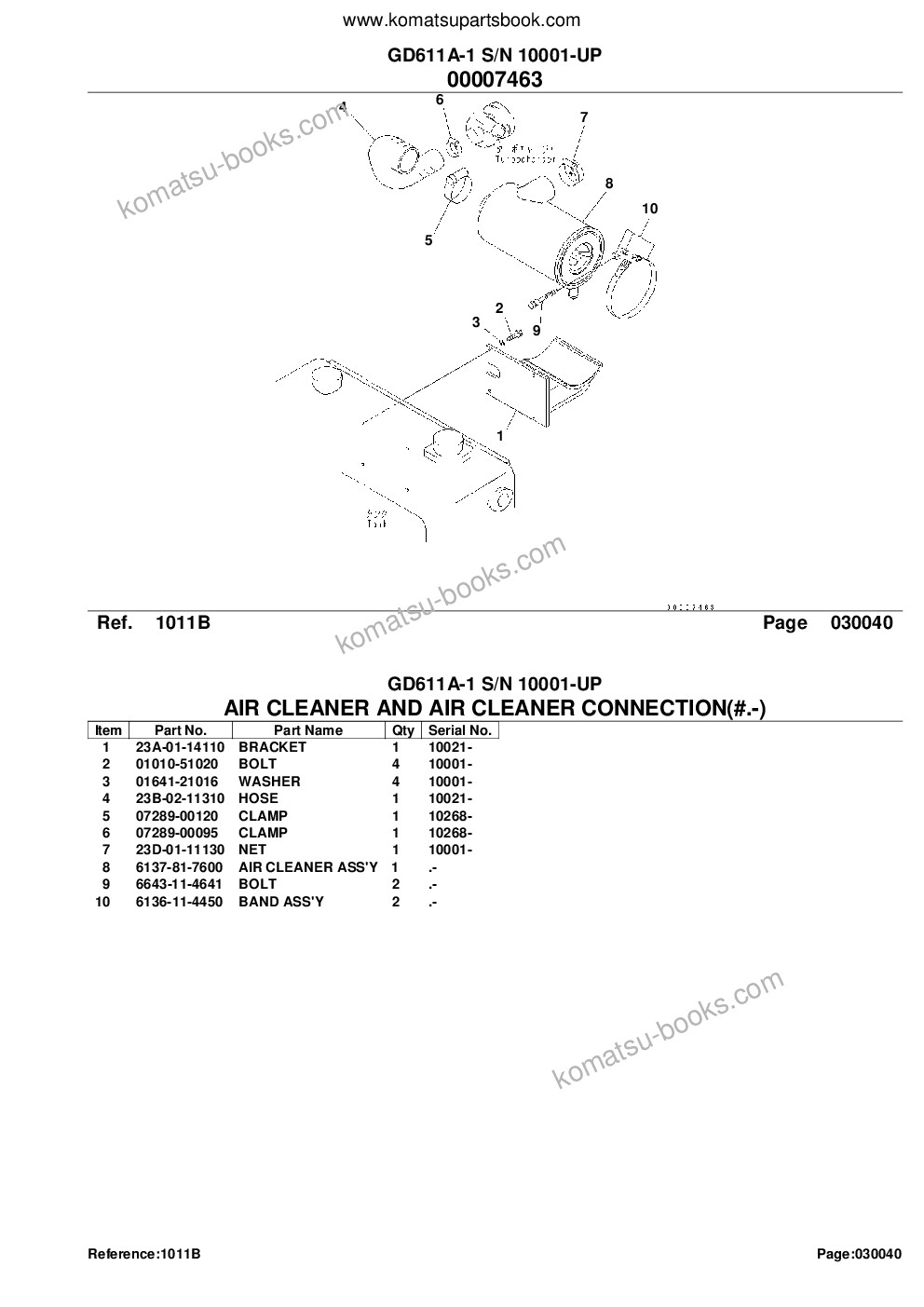 Komatsu gd611a-1 s/n 10001-up Parts catalog cover Page 7