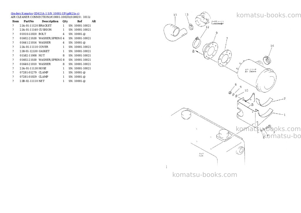Komatsu gd621a-1 s/n 10001-up Parts catalog cover Komatsu gd621a-1 s/n 10001-up Parts catalog cover
