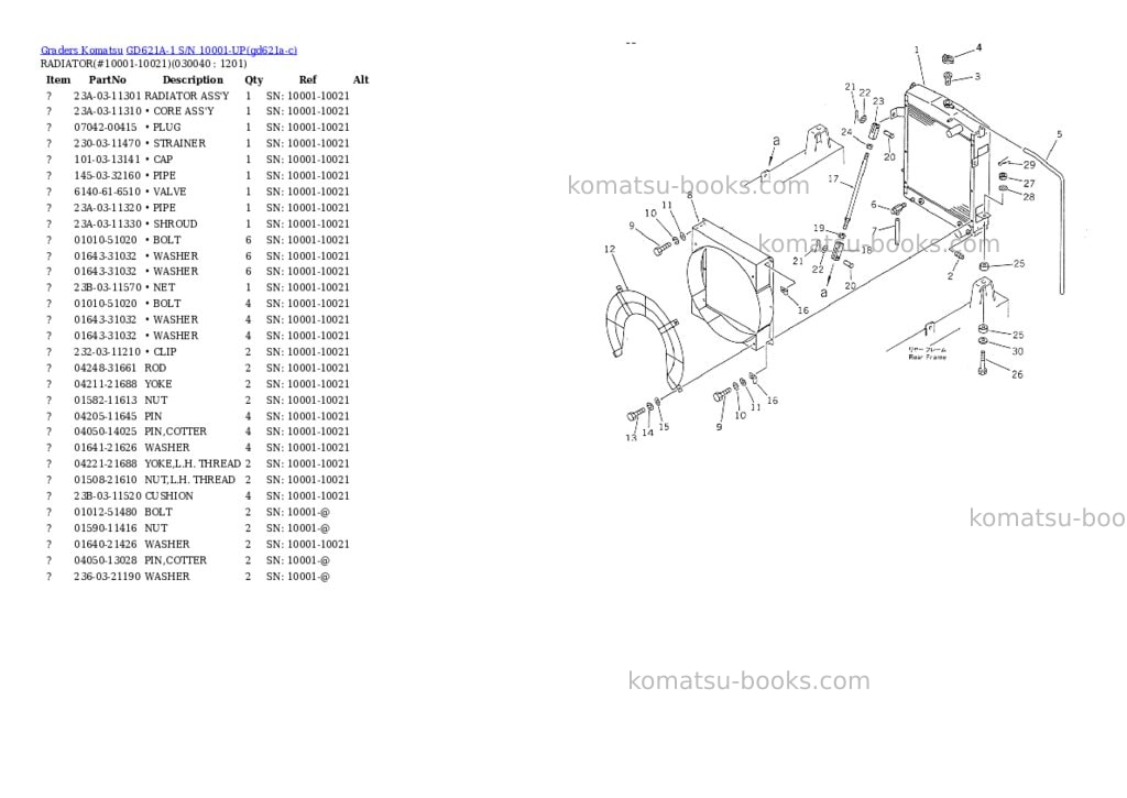 Komatsu gd621a-1 s/n 10001-up Parts catalog cover Page 3 Komatsu gd621a-1 s/n 10001-up Parts catalog cover Page 3