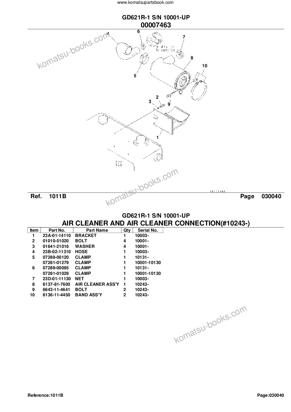 Komatsu gd621r-1 s/n 10001-up Parts catalog cover Page 7 Komatsu gd621r-1 s/n 10001-up Parts catalog cover Page 7
