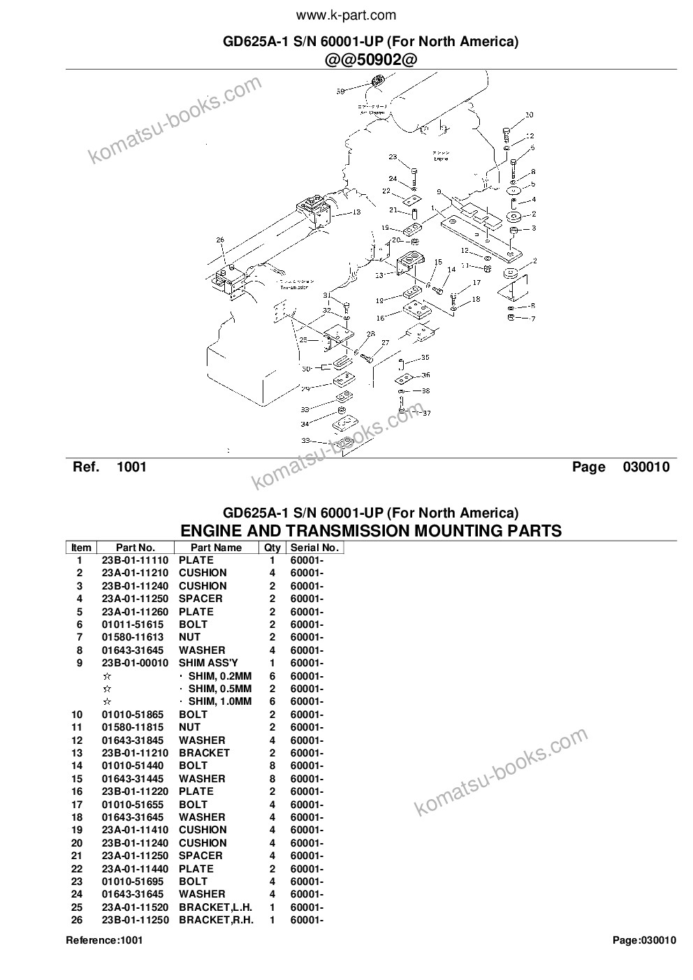Komatsu gd625a-1 s/n 60001-up for north america Parts catalog cover Page 3 Komatsu gd625a-1 s/n 60001-up for north america Parts catalog cover Page 3