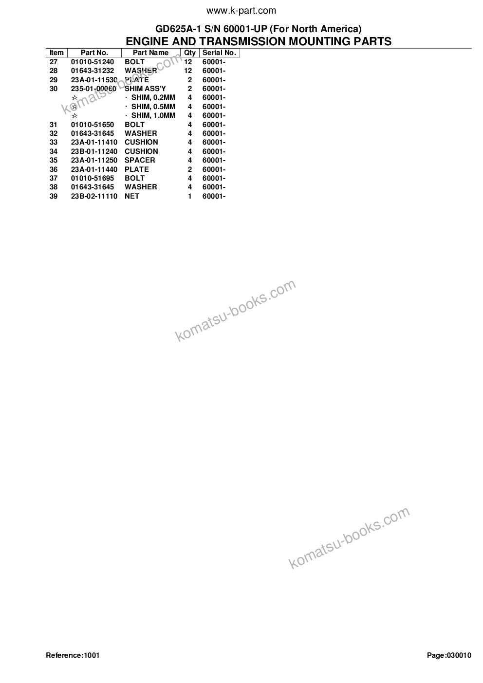 Komatsu gd625a-1 s/n 60001-up for north america Parts catalog cover Page 4 Komatsu gd625a-1 s/n 60001-up for north america Parts catalog cover Page 4
