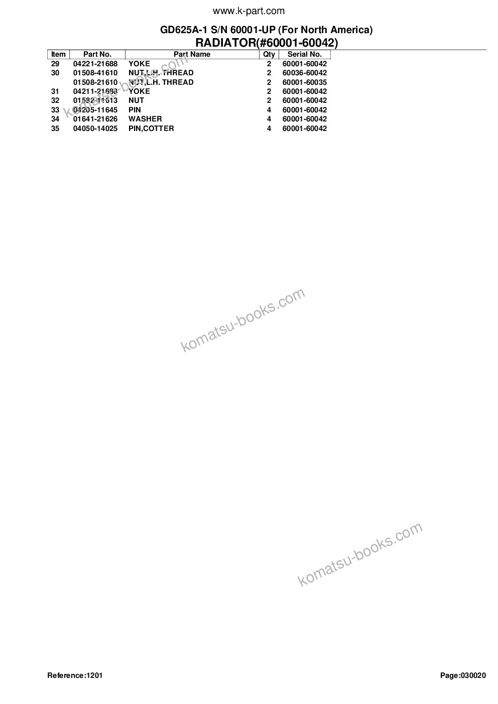 Komatsu gd625a-1 s/n 60001-up for north america Parts catalog cover Page 6 Komatsu gd625a-1 s/n 60001-up for north america Parts catalog cover Page 6