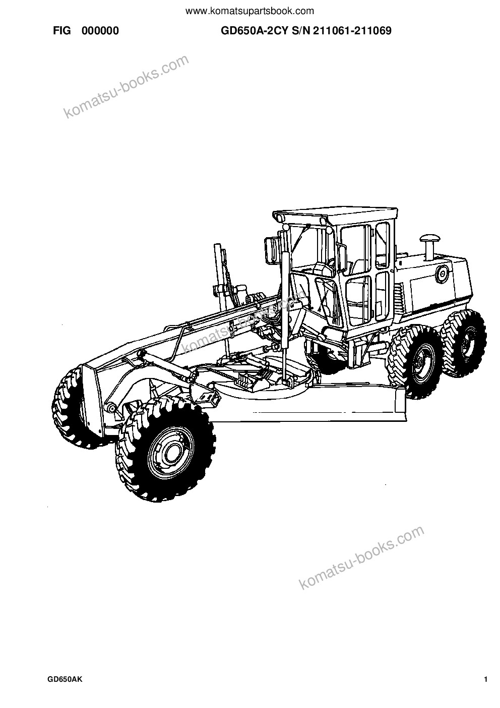 Komatsu gd650a-2cy s/n 211061-211069 Parts catalog cover Komatsu gd650a-2cy s/n 211061-211069 Parts catalog cover