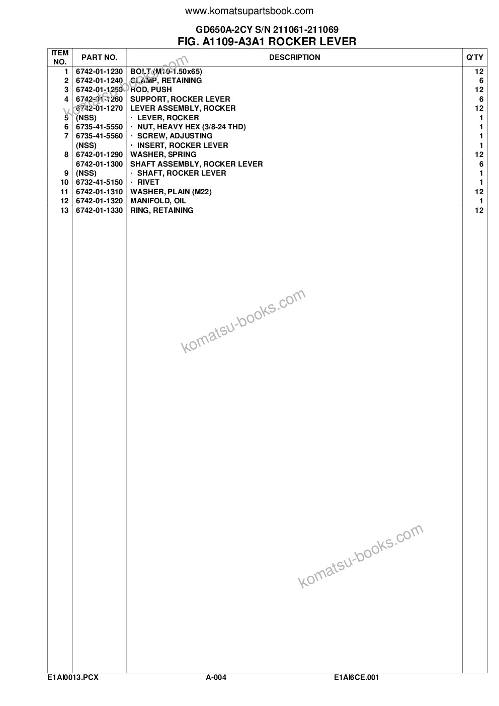 Komatsu gd650a-2cy s/n 211061-211069 Parts catalog cover Page 7 Komatsu gd650a-2cy s/n 211061-211069 Parts catalog cover Page 7