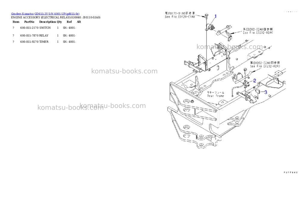 Komatsu gd655-3y s/n 4001-up Parts catalog cover Page 3 Komatsu gd655-3y s/n 4001-up Parts catalog cover Page 3