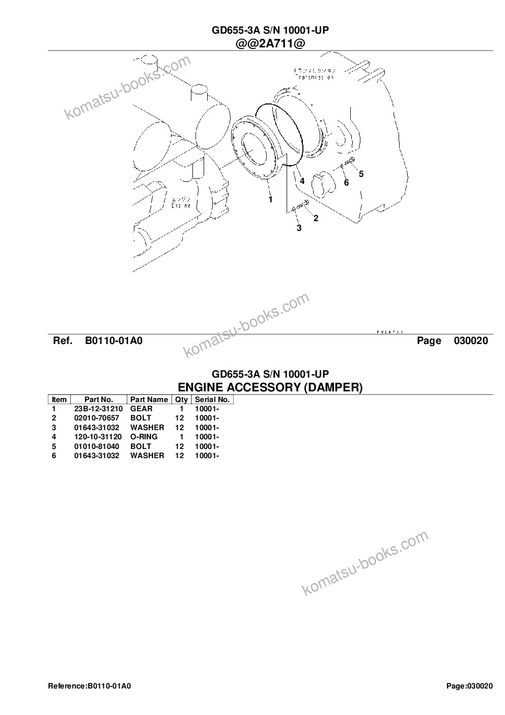 Komatsu gd655-3a s/n 10001-up كتالوج قطع الغلاف صفحة 4