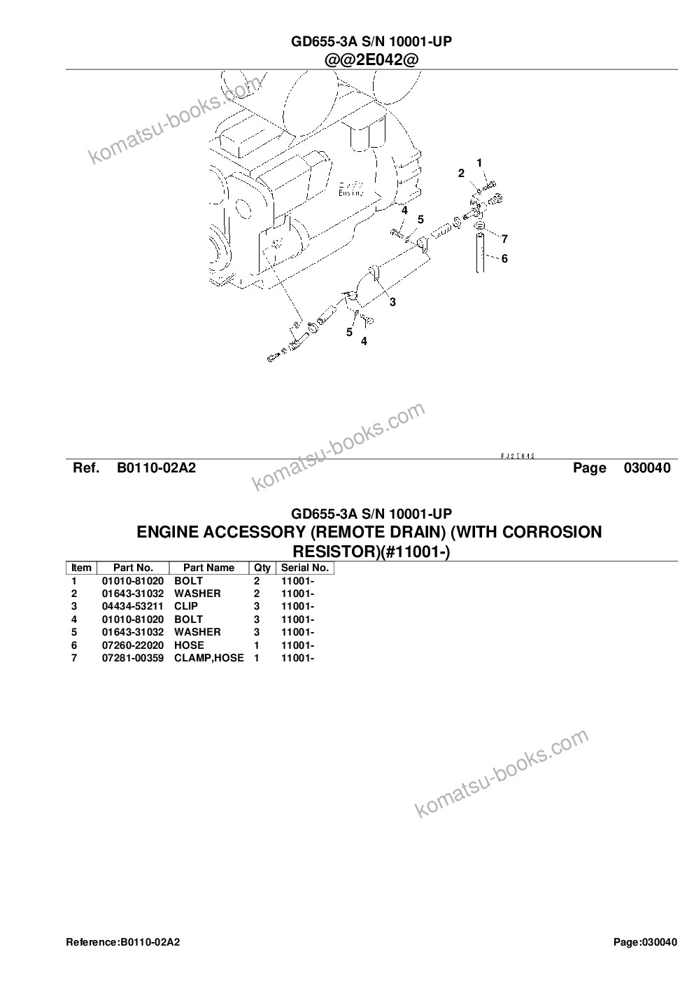 Komatsu gd655-3a s/n 10001-up كتالوج قطع الغلاف صفحة 6