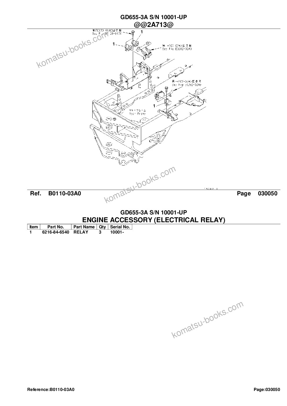 Komatsu gd655-3a s/n 10001-up كتالوج قطع الغلاف صفحة 7