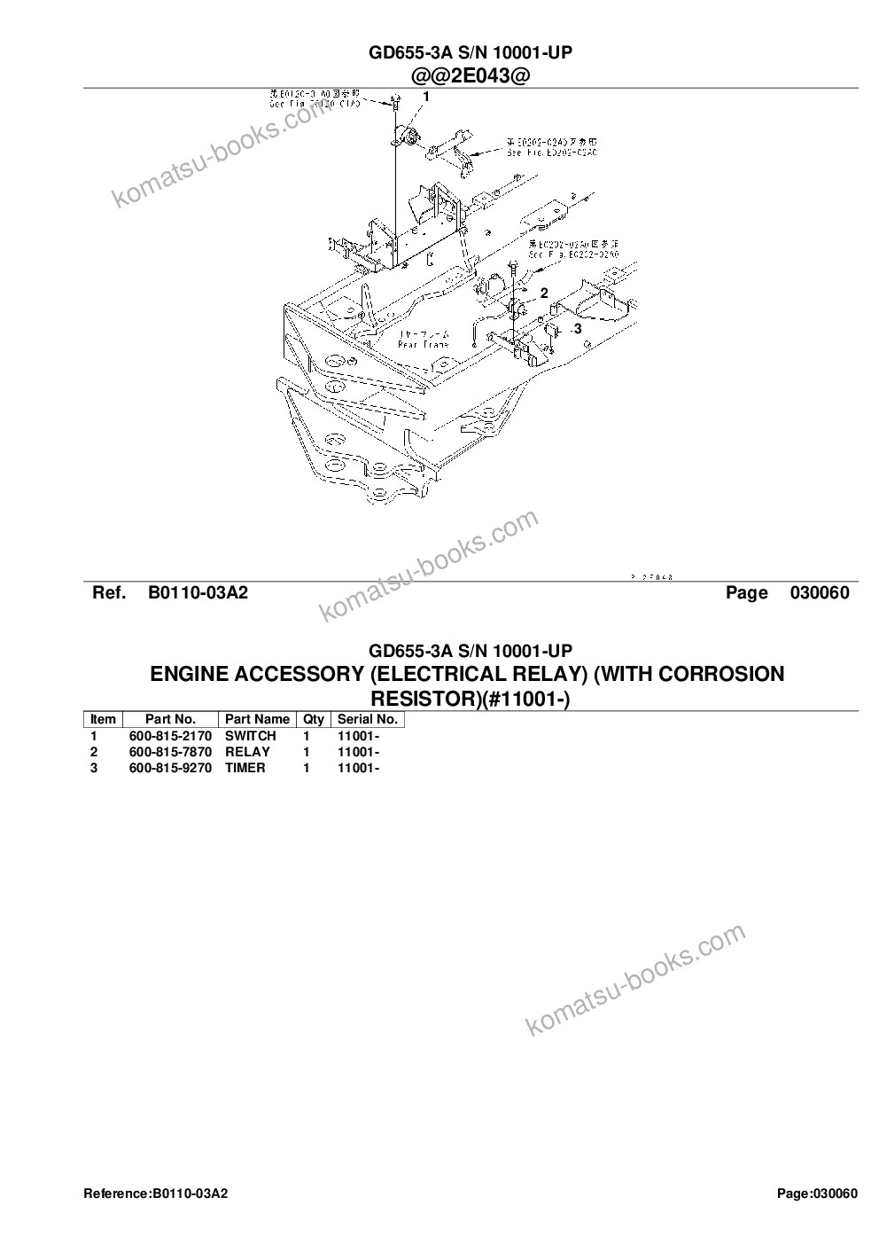 Komatsu gd655-3a s/n 10001-up كتالوج قطع الغلاف صفحة 8