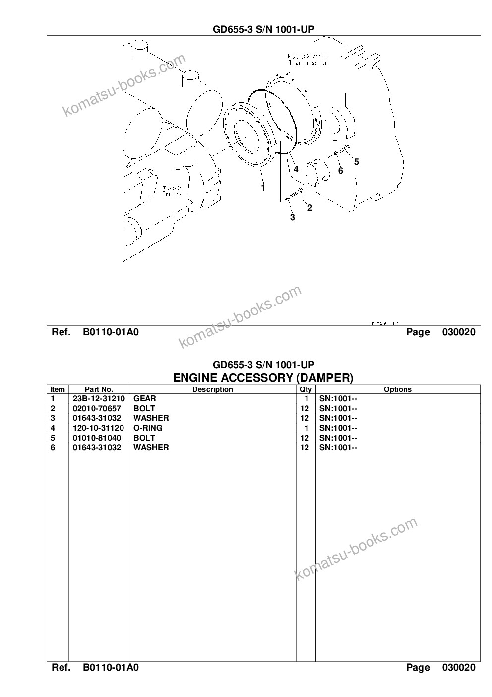 Komatsu gd655-3 s/n 1001-up Catálogo de piezas cover Page 4