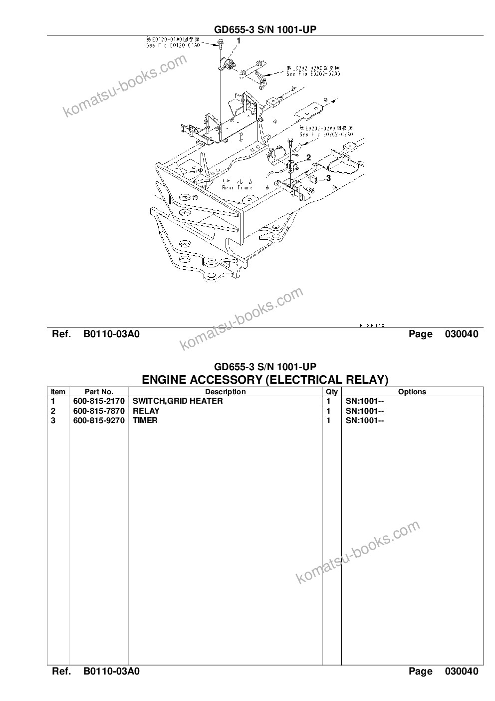 Komatsu gd655-3 s/n 1001-up Catálogo de piezas cover Page 6