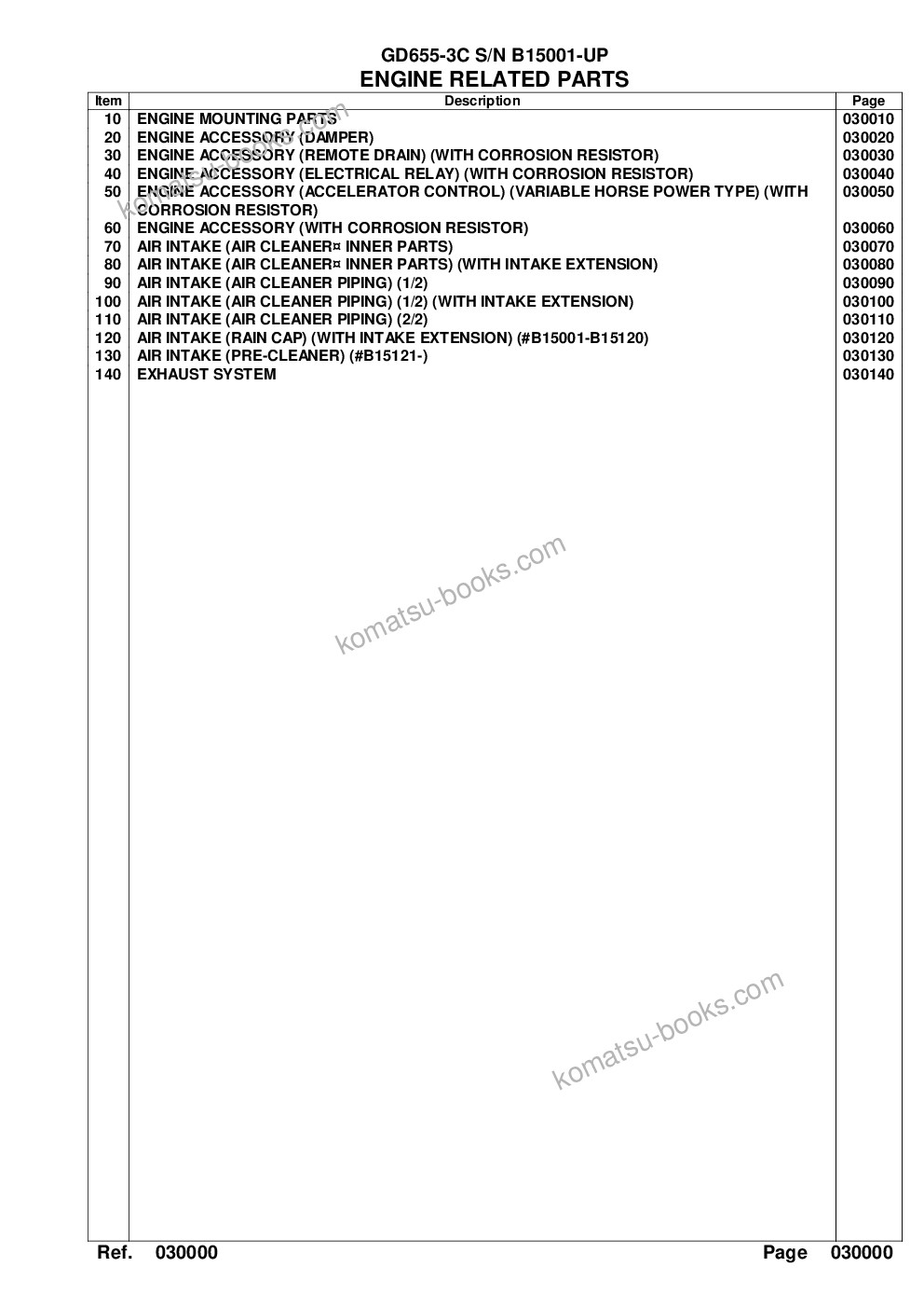 Komatsu gd655-3c s/n b15001-up Parts catalog cover Page 2