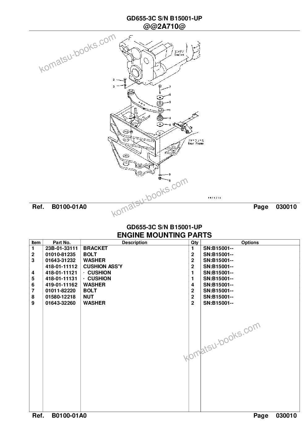 Komatsu gd655-3c s/n b15001-up Parts catalog cover Page 3