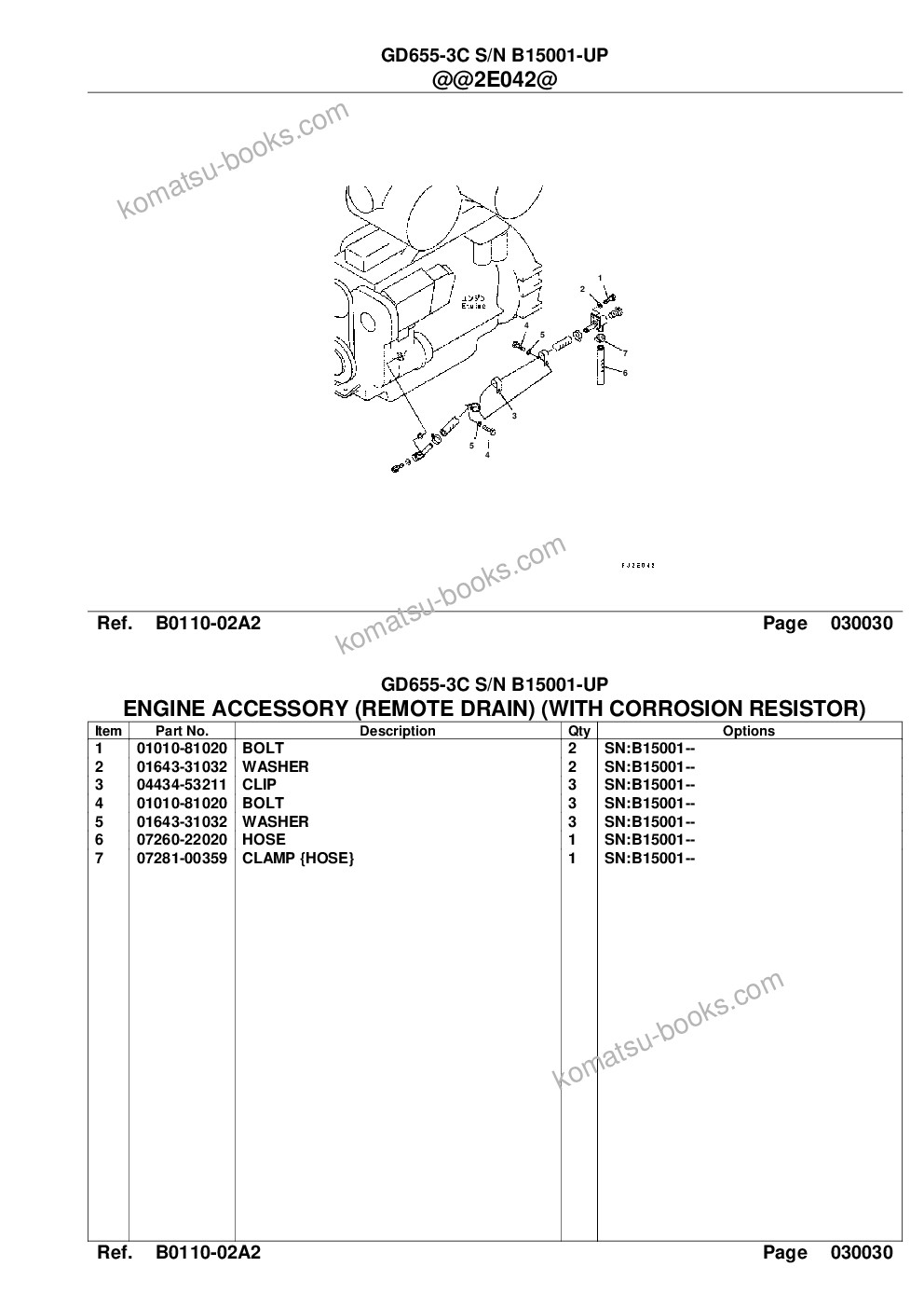 Komatsu gd655-3c s/n b15001-up Parts catalog cover Page 5