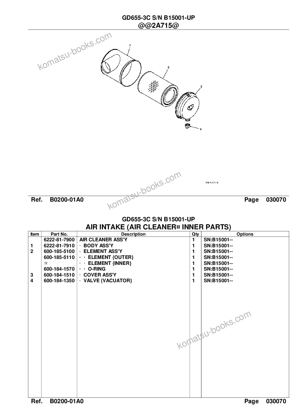 Komatsu gd655-3c s/n b15001-up Parts catalog cover Page 9