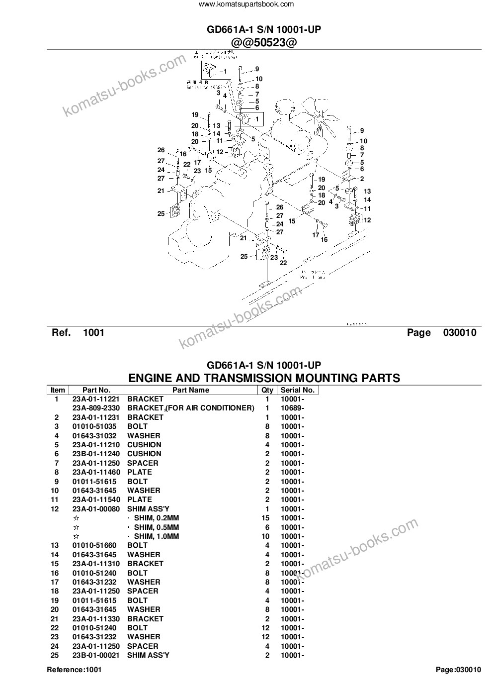Komatsu gd661a-1 s/n 10001-up Parts catalog cover Page 3 Komatsu gd661a-1 s/n 10001-up Parts catalog cover Page 3