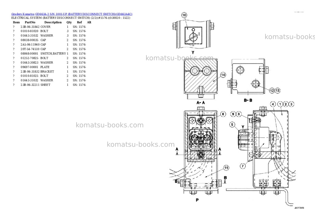 Komatsu GD663A-2 S/N 1001-UP (BATTERY DISCONNECT SWITCH) Parts catalog cover Page 2