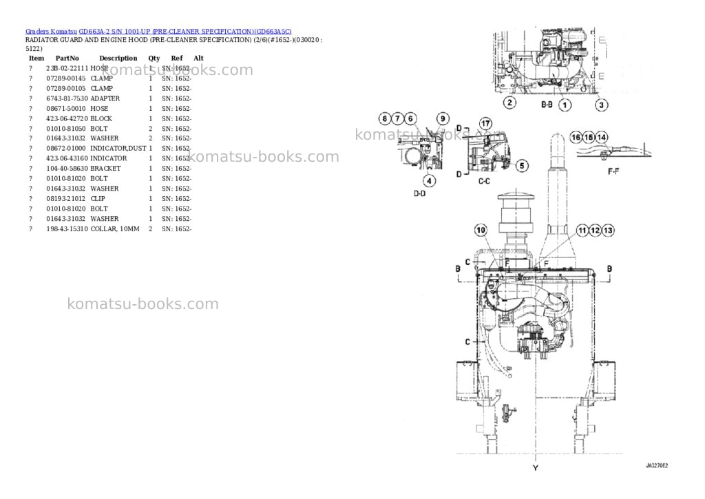 Komatsu GD663A-2 S/N 1001-UP (PRE-CLEANER SPECIFICATION) Parts catalog cover