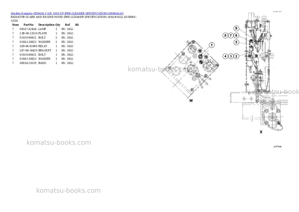 Komatsu GD663A-2 S/N 1001-UP (PRE-CLEANER SPECIFICATION) Parts catalog cover Page 5