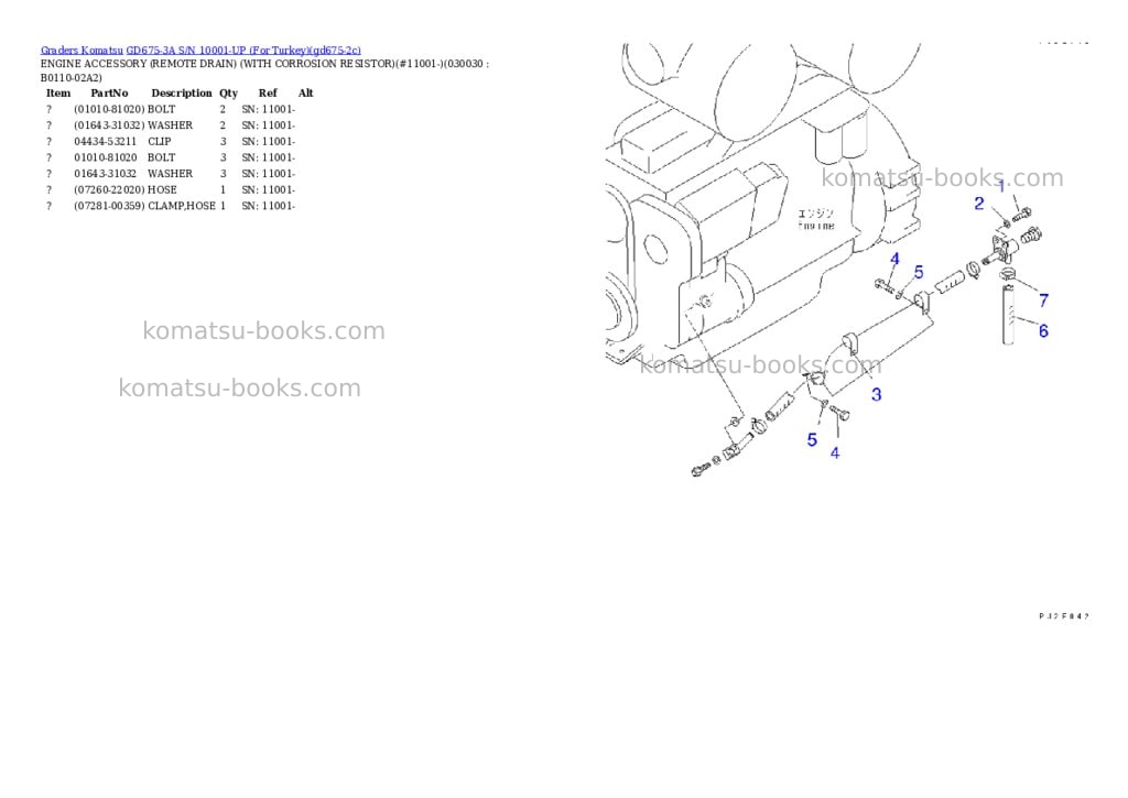 Komatsu GD675-3A S/N 10001-UP (For Turkey) Parts catalog cover Page 2