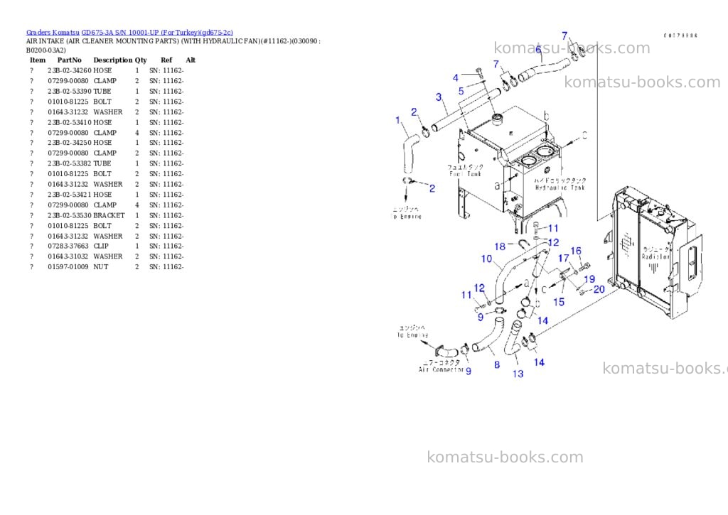 Komatsu GD675-3A S/N 10001-UP (For Turkey) Parts catalog cover Page 8