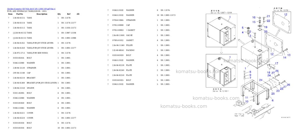 Komatsu GD705A-4A-N S/N 13001-UP Parts catalog cover Page 9