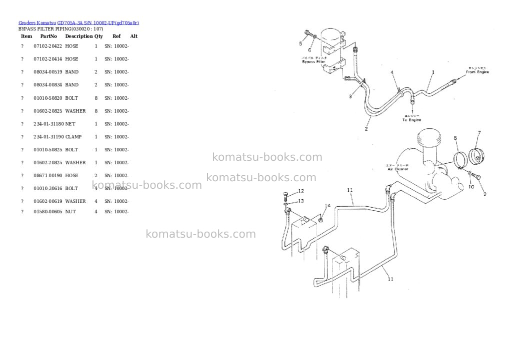 Komatsu gd705a-3a s/n 10002-up Parts catalog cover Komatsu gd705a-3a s/n 10002-up Parts catalog cover