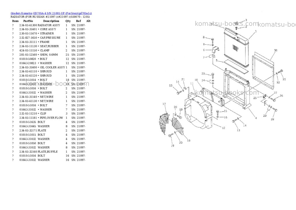 Komatsu GD705A-4 S/N 21001-UP (For Iran) Parts catalog cover Page 6