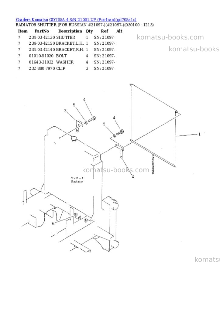Komatsu GD705A-4 S/N 21001-UP (For Iran) Parts catalog cover Page 9