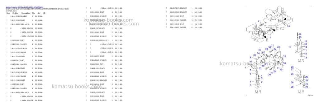Komatsu gd705a-4a s/n 11001-up Parts catalog cover
