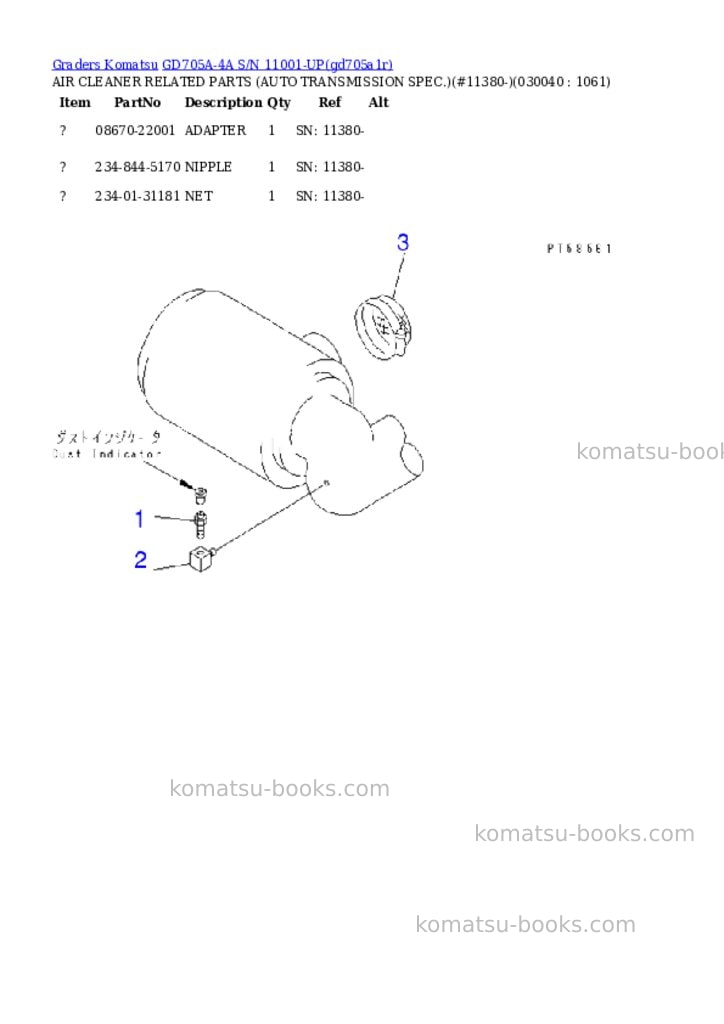 Komatsu gd705a-4a s/n 11001-up Parts catalog cover Page 3